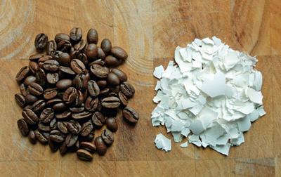 Coffee beans and egg shells for making Swedish coffee.