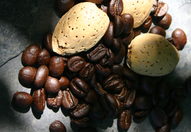 Coffee beans and almonds
