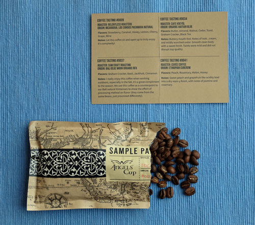 Angels' Cup sample coffee pouch.