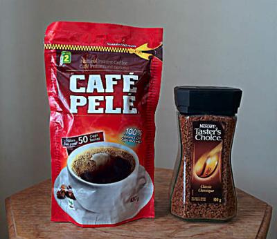 Comparing two instant coffees -  a cheap one and an expensive one.
