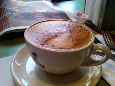 A big bowl of cappuccino to last you while reading.