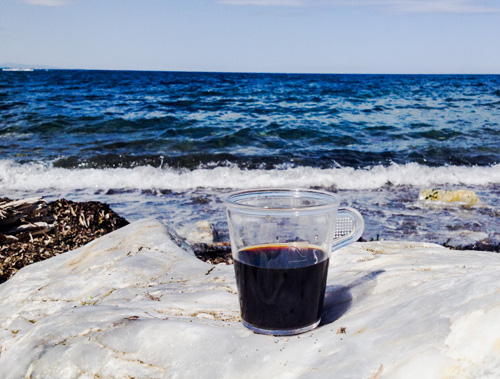 Coffee on the beach in France.