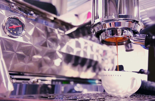 Espresso shot in coffee shop.