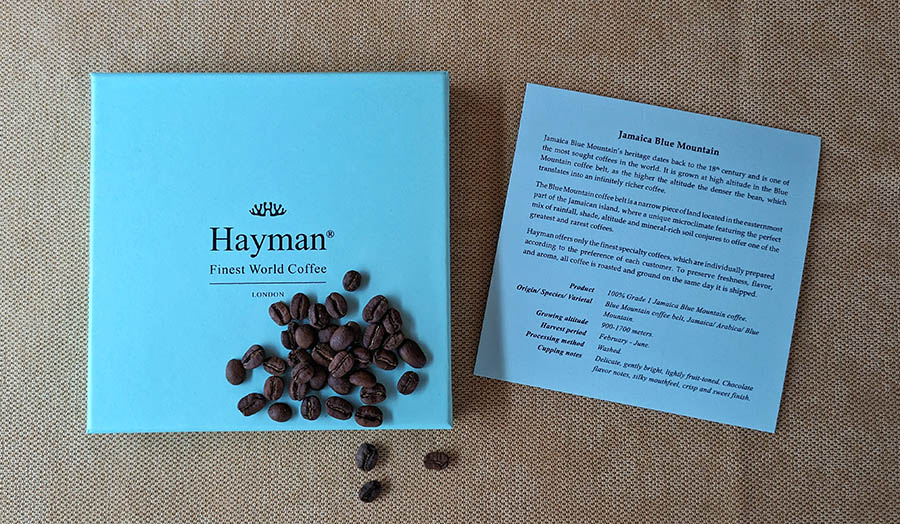 Hayman whole bean Jamaica Bluer Mountain Coffee