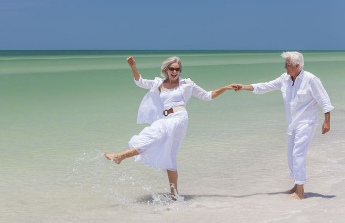 Elderly couple enjoying a long life in good health