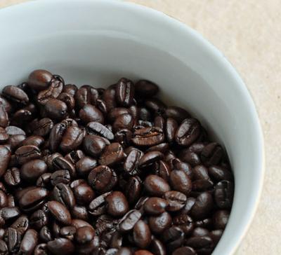 Dark roast coffee beans.