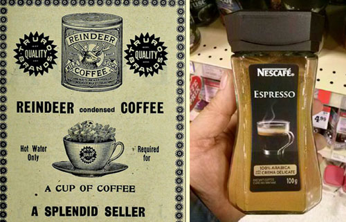 Instant coffee, then and now.