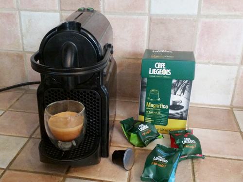 Cafe Liegeois Nespresso-compatible capsules and our Nespresso Inissia espresso machine.