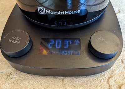 Controls and display for the Maestri House Electric Gooseneck Kettle