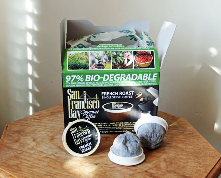 OneCup K-Cups...which are 97% biodegradable, with zero plastic parts.