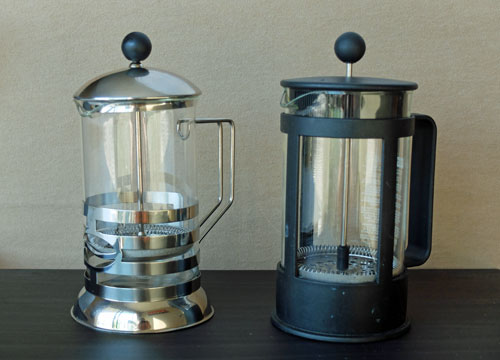 A pair of French presses, or press pots.