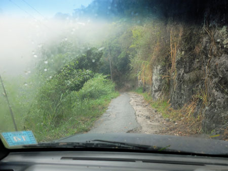 Crazy narrow mountain roads on Surgeon's Peak in Jamaica.
