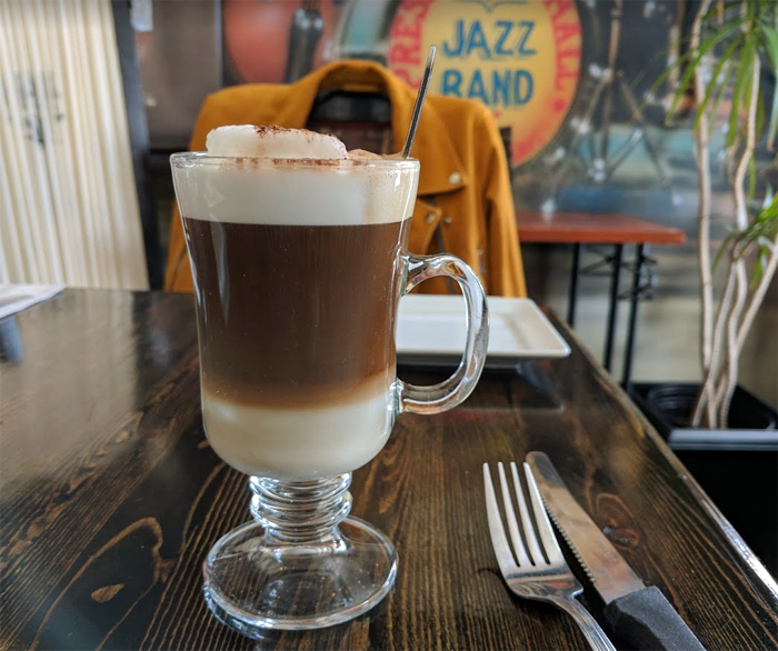 vanilla latte in tall glass
