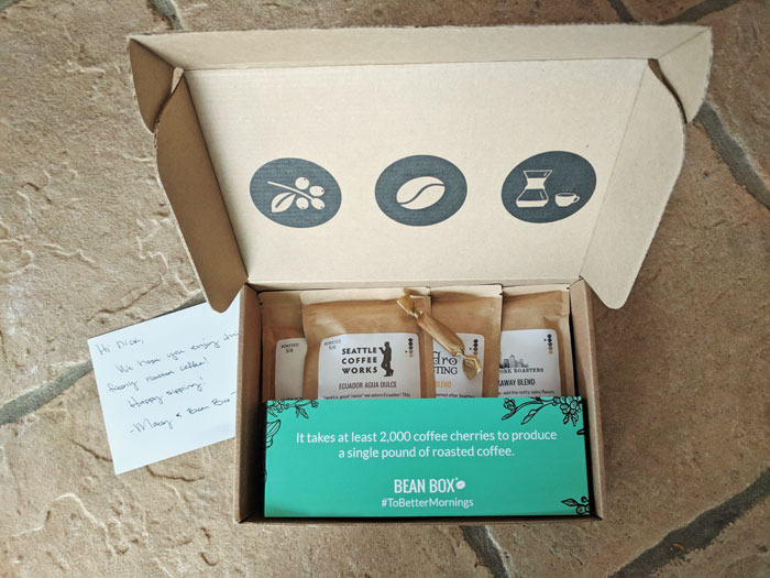 Bean Box coffee subscription services box