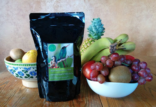 Blue Mountain Cache coffee with fruit.