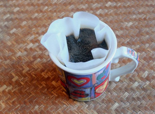 Coffee filter inside the mug.