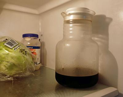 Cold-brew coffee in the fridge.