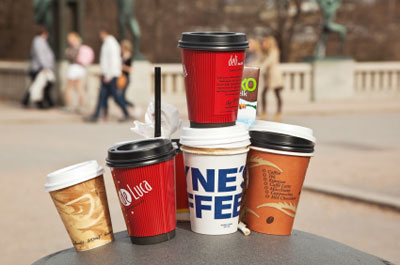 Coffee cups in search of an unlocked dumpster?