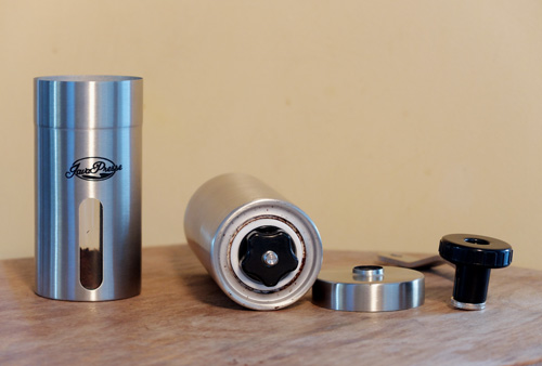 JavaPresse manual burr coffee grinder disassembled.