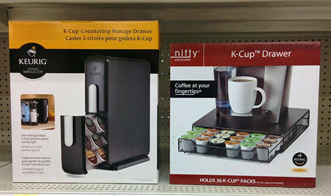 K-cup storage drawers for your Keurig brewer.