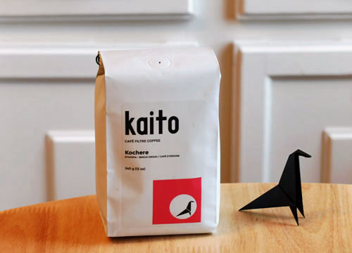A bag of Kaito Coffee Roaster’s Kochere coffee from Ethiopia