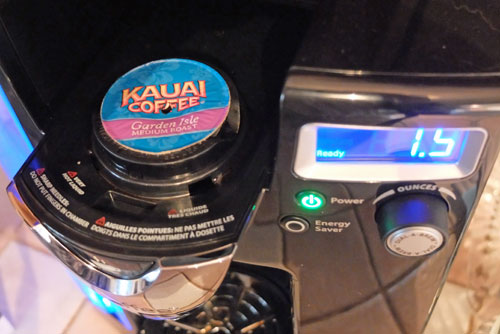 Kauai K-Cup coffee in brewer