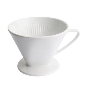 Porcelain coffee filter cone.