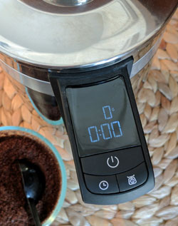 KitchenAid Precision Press coffee maker LED display.