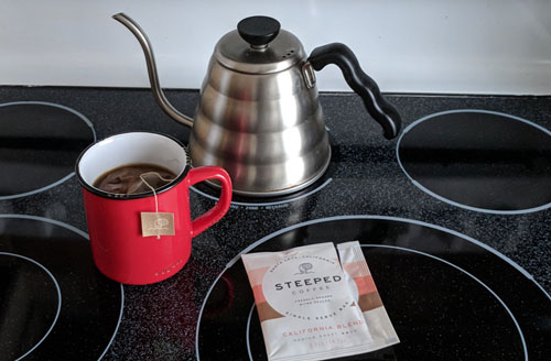 Making gourmet coffee with Steeped Coffee bags.